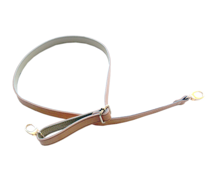 Natural Leather Strap with Hooks adjusting buckle in gold - 110x2cm