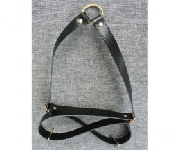 Backpack Straps, Leatherette, Black-Gold - 80 x 2,5 cm