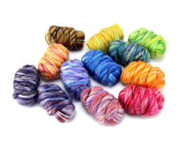 Merino and silk roving 25gr - colour balls