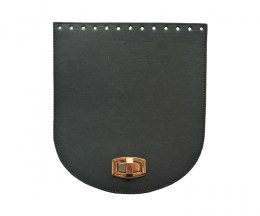 Handbag leatherette grey lid with gold fastening - 20 x 22cm