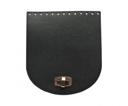 Handbag leatherette grey lid with silver fastening - 20 x 22cm
