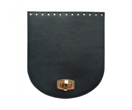 Handbag leatherette blue lid with gold fastening - 20 x 22cm