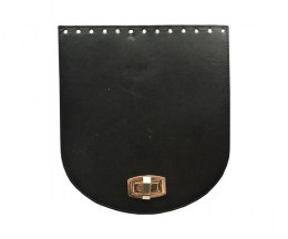 Handbag leatherette black lid with gold fastening - 20 x 22cm