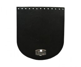 Handbag leatherette black lid with silver fastening - 20 x 22cm