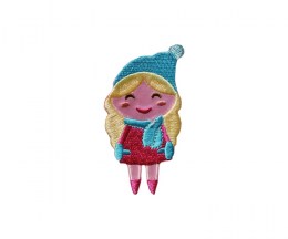 Embroidered motif girl with hood - 75x40mm