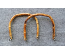 Pair of bamboo handles with silver loops 17,5x15 cm