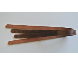 Pair of waxed brown leather straps lined - 70x2cm