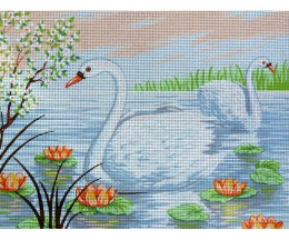 Printed canvas, two swans - 40x50cm - ART-E.300
