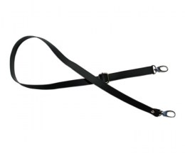 Black Leather Strap with Hooks adjusting buckle in silver - 110x2cm