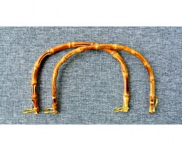 Pair of bamboo handles with gold loops 17,5x15 cm