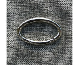 Bag snap ring, oval, Silver 38x20mm