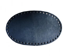 Bag Bottom, Oval-shaped Leatherette, Blue - 14x22,5cm
