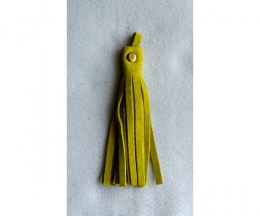 Suede leather tassel, yellow - 13cm