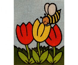 Embroidery Kit 20x25cm - Gobelin 43.323.01 - tulips with bee