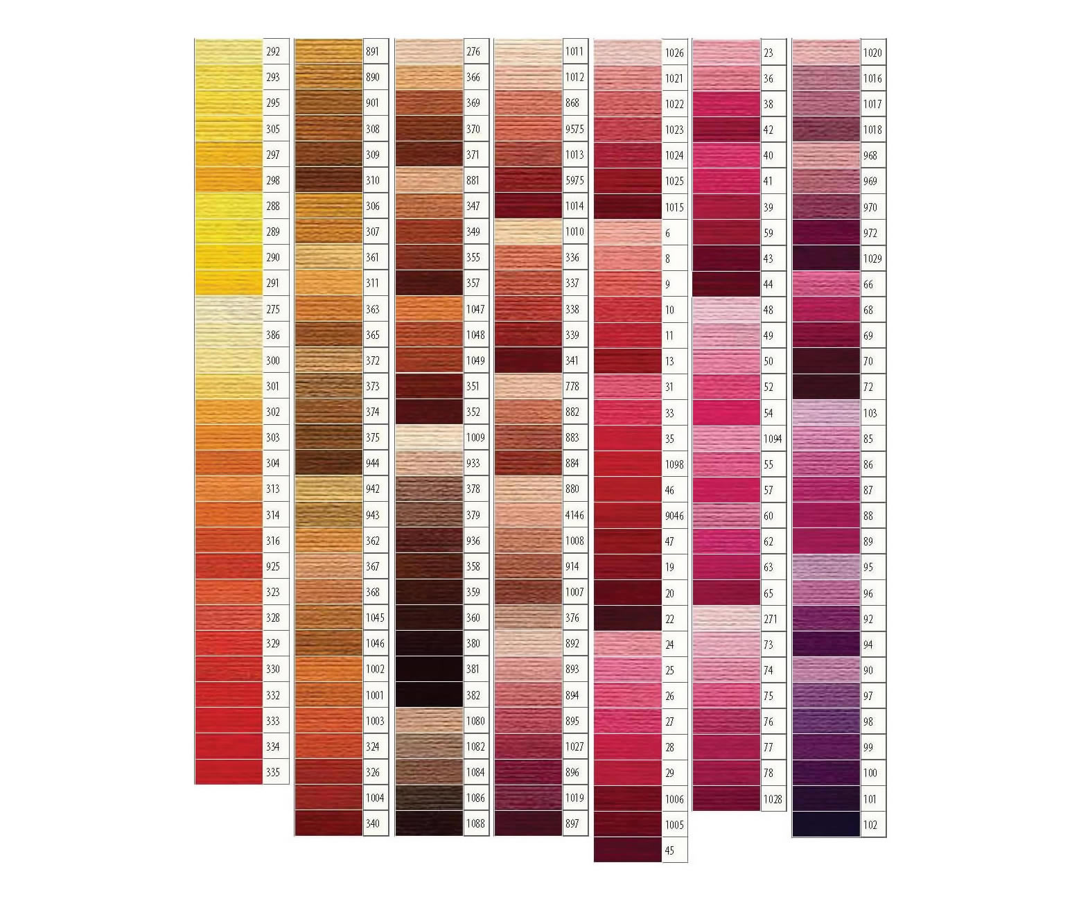 ANCHOR Stranded Cotton colour chart - 1 of 2 pages