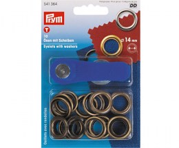 Eyelets with washers Antique Brass 14mm - PRYM 541364