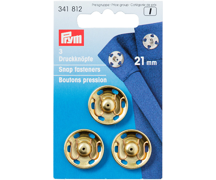 Snap fasteners 21mm gold - PRYM341812