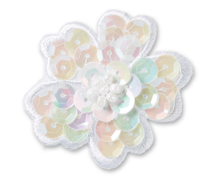 Applique sequin flower white - PRYM926183 - the patch